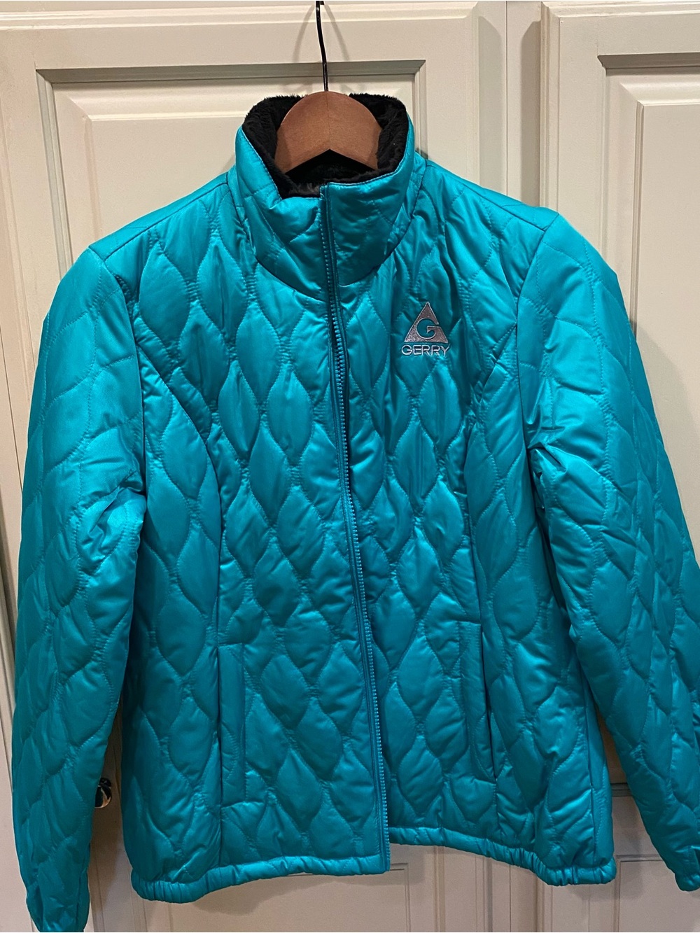 Gerry Weber Quilted Puffer Jacket in Bright Teal, Size S